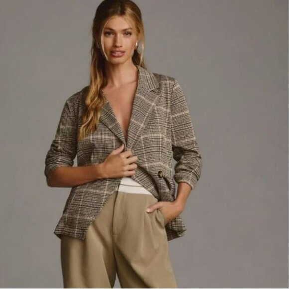 Anthropologie | Maeve Collegiate Plaid Knit Blazer | - Picture 5 of 10